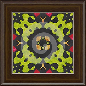 Frame artwork- geometric nature pattern. Oil painting on canvas- interior decoration of rooms