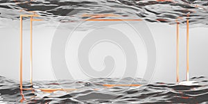 Frame background on water surface Floating frame on water Text and image decoration 3D illustration