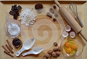 Frame of baking ingredients