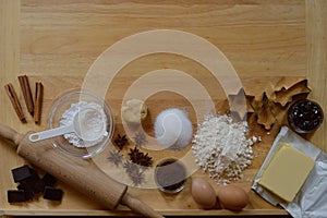 Frame of baking ingredients