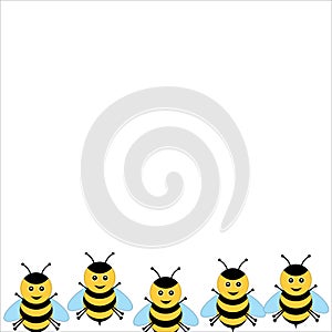 Frame  with  bees on white background vector illustration