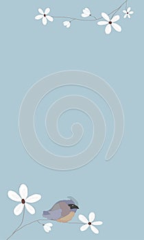 frame with bird and sakura