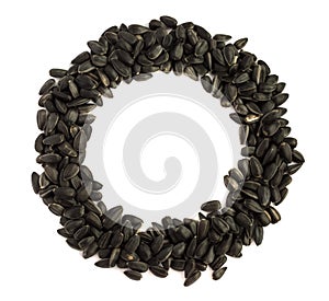 Frame Of Black Sunflower Seeds Isolated