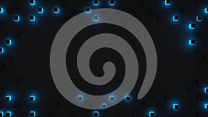 Frame of blue cubes abstract 3D rendering