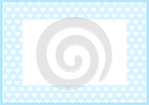 Frame of blue pastel color soft and hearts shape for banner background and copy space white paper, heart shape on blue soft, heart