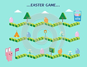 Frame of board Easter game ,Funny frame, cartoon,rabbit,eggs,Vector illustrations.
