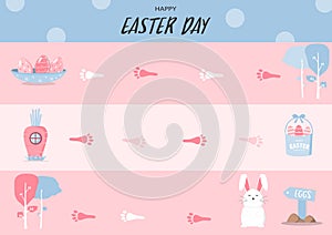 Frame of board Easter game ,Funny frame,Board games, rabbit,eggs,Vector illustrations