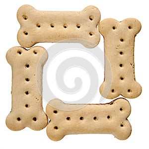 Frame of bone shaped dog biscuits