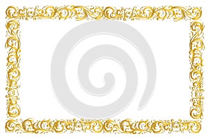 Frame border gold floral ornamental leaf vector design