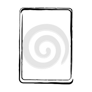 Frame border grunge shape icon, vertical, rectangle decorative doodle element for design in vector