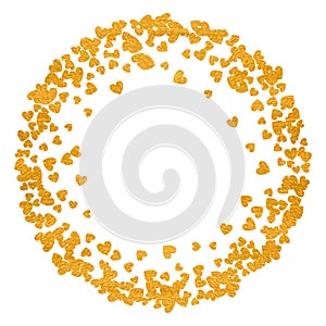 Frame or border of random scatter hearts