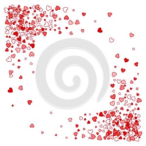 Frame or border of random scatter hearts
