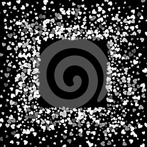 Frame or border of random scatter hearts