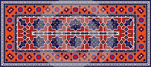 Frame & Border with Red Background in sindhi ajrak style, Vector llustration