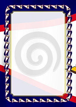 Frame and border of ribbon with American Samoa flag, template elements for your certificate and diploma. Vector