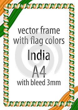 Frame and border of ribbon with the colors of the India flag