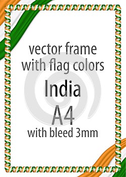 Frame and border of ribbon with the colors of the India flag