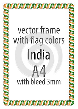 Frame and border of ribbon with the colors of the India flag