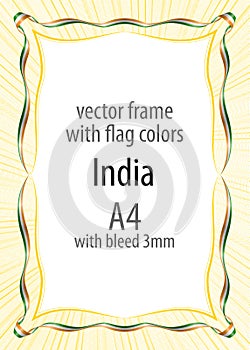 Frame and border of ribbon with the colors of the India flag