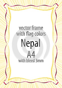 Frame and border of ribbon with the colors of the Nepal flag