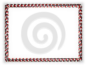 Frame and border of ribbon with the state North Carolina flag, USA, edging from the golden rope. 3d illustration