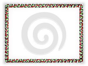 Frame and border of ribbon with the United Arab Emirates flag. 3d illustration