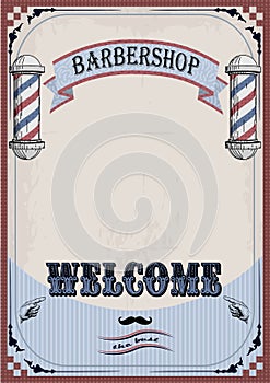 Frame border sign signboard fascia or shingle for barber, coiffeur, haircutter, vintage retro inscription barbershop. Vector vert