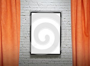 Frame on brick wall and draperies collage