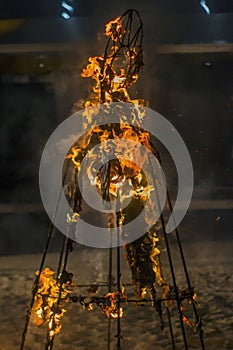 frame of a burnt effigy for the holiday of Ivan - Kupala