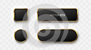 Frame button, golden color set, minimal label message. Vector illustration