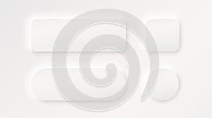 Frame button, white color set, minimal label message. Vector illustration