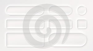 Frame button, white color set, minimal label message. Vector illustration