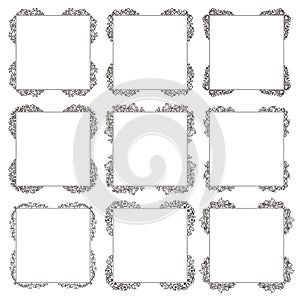 Frame Calligraphic set. Borders corners ornate frames. Vector