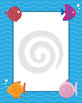 Frame with cartoon fishes photo