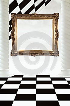 Frame on chessboard abstract