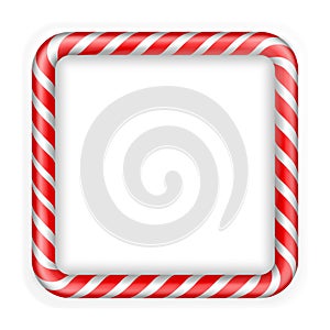 Frame christmas candy cane. Christmas stick. Traditional realistic xmas candy and red, white stripes. Santa caramel cane