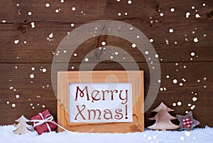 Frame With Christmas Decoration, Snow, Merry Xmas, Snowflakes