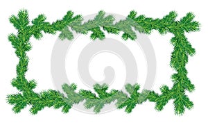 Frame of Christmas fir tree branches in rectangular shape