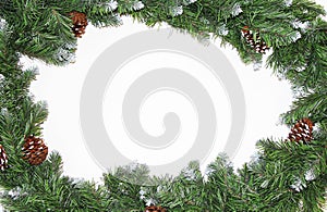 Frame from Christmas tree branches with cones