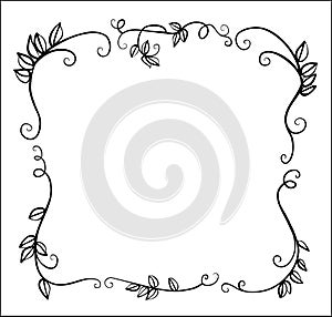 Frame with a clean middle and ornament peas leaflets