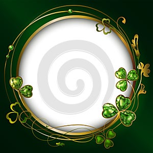 Frame Clover Round Jewelry. Bijou. Vector . St. Patrick`s Day