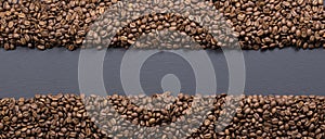 Frame with coffee bean on black background