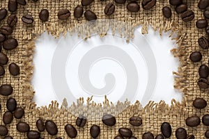 Frame of coffee beans with empty place for your text