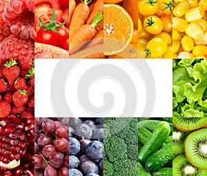 Frame of color fruits and vegetables