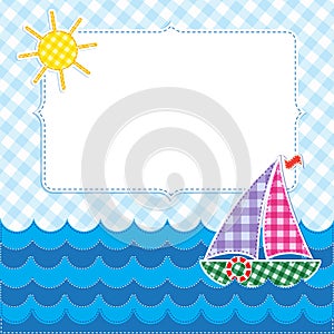 Frame with colorful sailboat