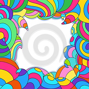 Frame with colorful swirls and waves.