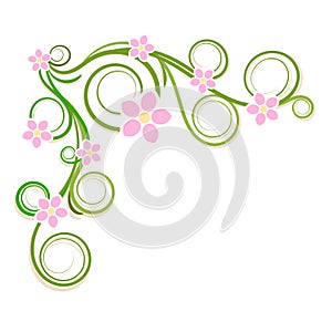 Frame corner border flower swirl beautiful decoration vector.