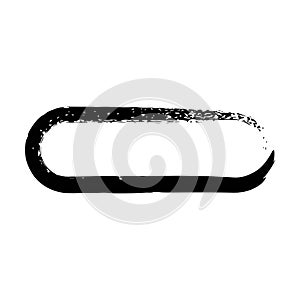 Frame curved rectangle elongated texture element, outline border grunge shape icon, decorative doodle for design