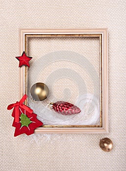 Frame decorated with Christmas toys