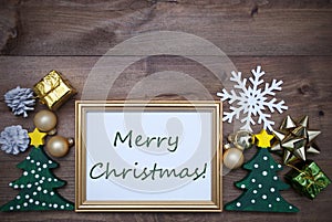 Frame With Decoration And Text Merry Christmas